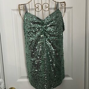 Lane Bryant Green Sequin Sleeveless Camisole Top